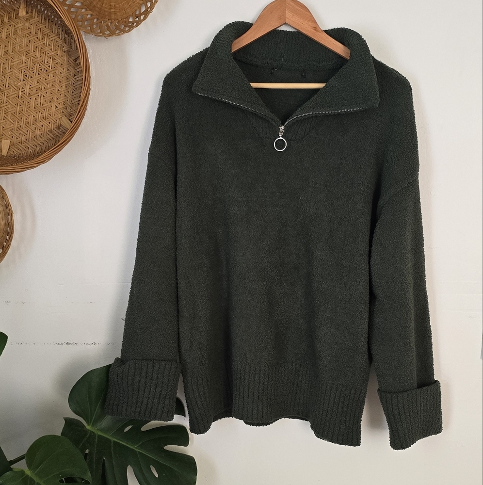 Dark Green Quarter-Zip Sweater